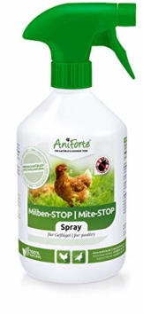 AniForte Milben - Stop Spray 500 ml - Naturprodukt für Geflügel gegen Milben und Parasiten als Umgebungsspray, Kontaktspray, bei akutem Befall und Vorbeugende Maßnahme, Natürlich effektiv - 1