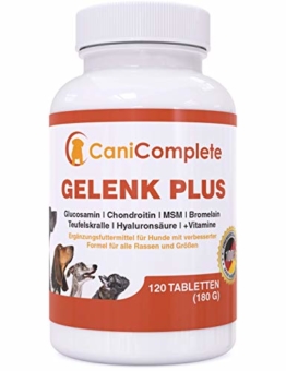 CaniComplete Gelenk Plus - Gelenktabletten für Hunde: Teufelskralle, MSM, Chondroitin, Glucosamin, Kollagen, Vitamin B, UVM. 120 Stück - 1