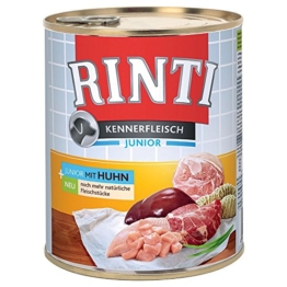 Rinti Pur Kennerfleisch Junior Huhn für Hunde, 12er Pack (12 x 800 g) - 1