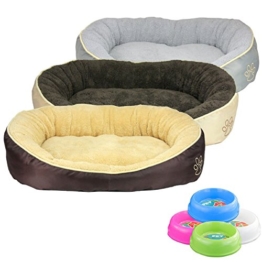 Smartweb Waschbares Flauschiges Hundebett 90 x 68 x 19cm für Hund und Katze Katzenbett Hundekissen Katzenkissen Tierkissen Farbe: Beige - 1